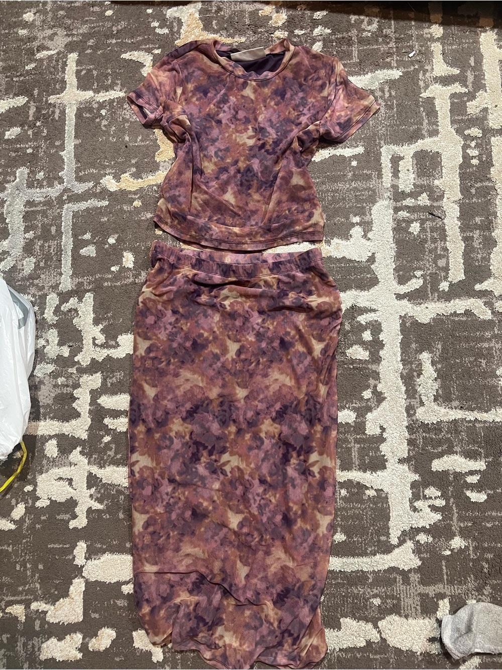 No Boundaries Purple and Brown Tie-Dye Maxi Dress Set